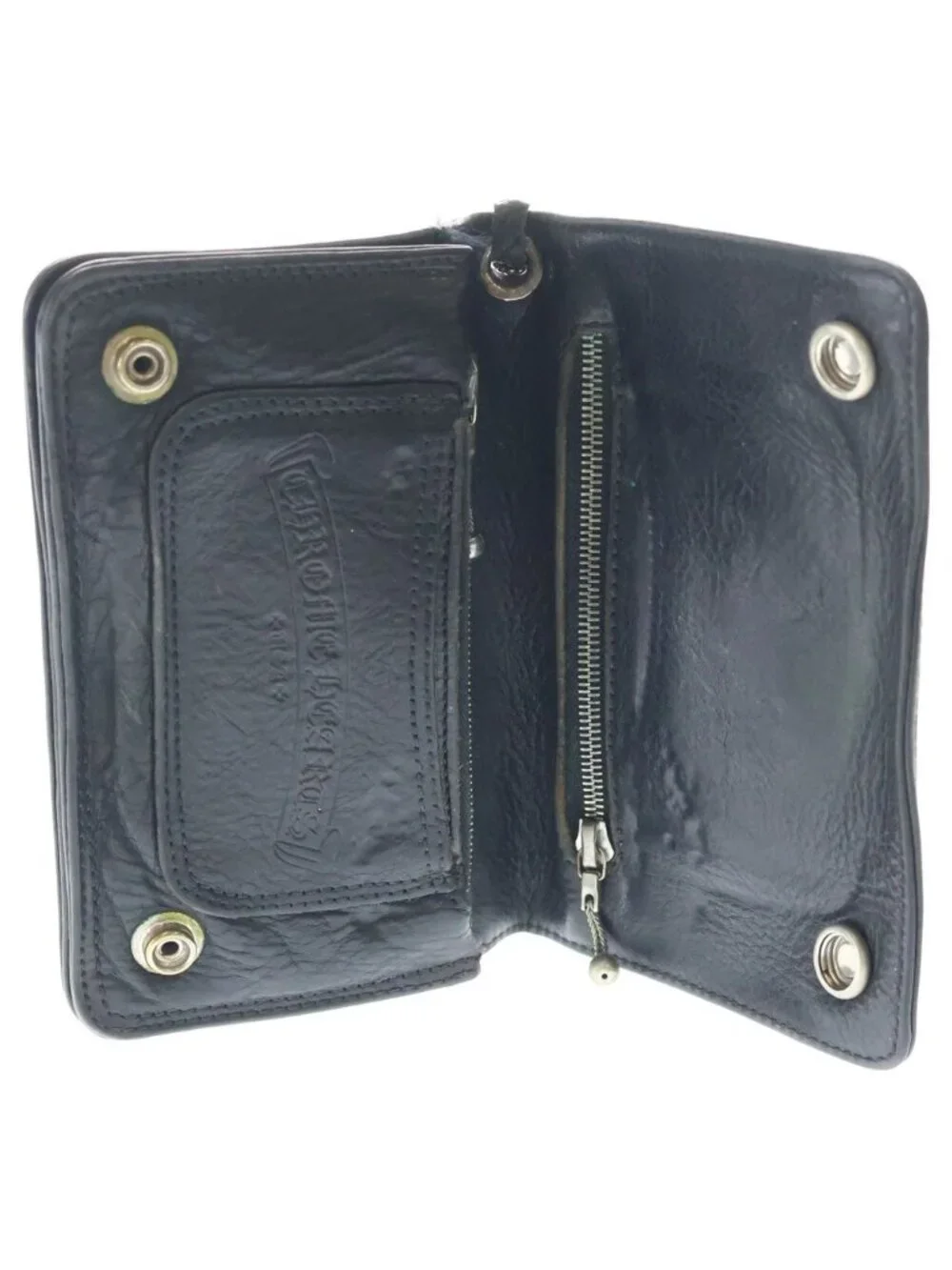 Chrome Hearts Cross Ball Button Leather Wallet Black